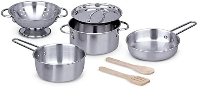 Melissa & Doug Let’s Play House! Stainless Steel Pots & Pans Play Set - The Original (High-Quality Kids Toy, 8 Pieces, Great Girls and Boys – Best for 3, 4, 5, 6, 7 and 8 Year Olds)