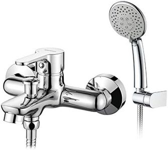 GRIFEMA PORTO-G13003 Mitigeur de Baignoire, Douche/Robinet Monocommande de Bain avec Flexible, Douchette 5 Jets, Support, Chromé