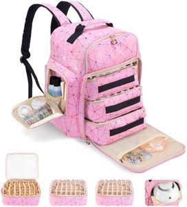 Hautton Nail Polish Organizer Holds 126 Bottles & Nail Lamp, PU Leather Extra Large Nail Kit Supplies Storage Bag with 3 individual drawers, Portable Nail Organizers Travel Case for Manicurist -Pink
