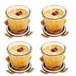 S.ROKE TTAN 3-Cup/710ml/23oz Glass Soup Container with Lids, Round Glass Food Storage Containers Kitchen Meal Prep Bowls with Airtight Lids, Freezer, Microwave, Dishwasher Safe - Pack of 4 (Amber)