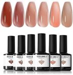 Modelones Gel Nail Polish, 6 Colors Jelly Gel Polish Transparent Sheer Nude Neutral Nail Polish, Soak Off UV Gel Nail Kit DIY Nail Art Salon Manicure Gifts for Women Girls