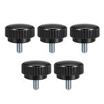 uxcell M8 x 15mm Male Thread Knurled Clamping Knobs Grip Thumb Screw on Type Round Head 5 Pcs