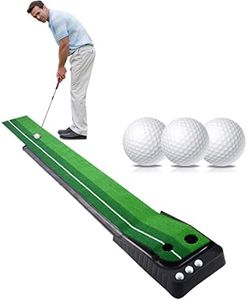 Signstek Alfombras de Putting para Golf Entrenamientos de Golf Manta de Golf con función de Retorno automático de la Bola para la Oficina en el hogar Interior al Aire Libre (3 pelotas de golf gratis)