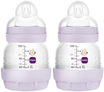 MAM Easy Start Anti-Colic Baby Bottle, Extra Slow Flow, Breastfeeding-Like Silicone Nipple Bottle, Reduces Colic, Gas, & Reflux, Easy-to-Clean, BPA-Free, Vented Baby Bottles for Newborns, 0-3 Months