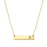 MOMOL Bar Pendant Initial Necklace, 18K Gold Plated Stainless Steel Tiny Bar Necklace Dainty Initial Pendan Letter Necklace Small Balance Bar Personalized Name Necklace for Women Girls (B)