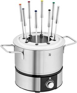 WMF Lono Fondue Set for 8 People, Electric Fondue, 1400 W, Temperature Regulation, Fork Holder, Induction Pot 1.2 L, Hot Pot, Matte Stainless Steel