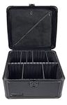 Vaultz Portable Safe Box - 10 x 10 x 6.5 Inch Large Storage Box with Lock, Mesh Pocket & Adjustable Compartments for Cash, Documents and Valuables - Tactical Black