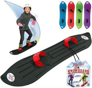 The Original Geospace Sledsterz Kids Beginner Snowboard for Winter Fun on Snow, with Adjustable Step-in Bindings; for Kids Between 4 to 12 Years Old (Black/Red Bindings)