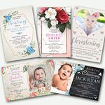 Christening Baptism Invitations & Envelopes Boy or Girl Invites Photo - Personalised