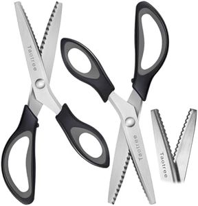 Sewing Scissors for Fabric Cutting, Taotree 9.5" Fabric Scissors Pinking Shears, Zig Zag Craft Decorative Edge, Sewing Supplies Notions Accessories for Craft Scrapbooking Supplies, Black Grey 2 Pack
