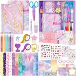 RISEMART 2 Pack DIY Journal Kit for Girls, Journaling Diary Toys for ages 8-13, Arts and Crafts Birthday Stationary Set Gifts for Teen Girls Ages 8 9 10 11 12 13 14 Year Old