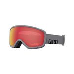 Giro Stomp Kids Ski Goggles - Snowboard Goggles for Youth, Boys & Girls - Grey Wordmark Strap with Amber Scarlet Lens