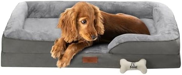 Fur & Bone Dog Bed - Waterproof Dog Bed - Soft Orthopedic Dog Beds Memory Foam for Joint Health - Non-Skid Bottom Dog Beds Large with Washable Zipper Cover Dog Sofa Bed