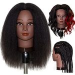 MILLYSHINE Mannequin Head 16" 100% Real Hair,Cosmetology Manican Heads,Haridresser Practice Styling Braiding Doll Head,With Free Clamp Holder