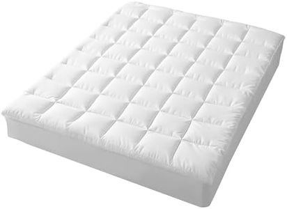 Hacienda Bedding Queen Size Mattress Topper – 100% Microfiber & Bamboo Blend for All-Year Comfort, Hypoallergenic, Antibacterial, Cooling & Moisture-Wicking Support