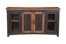 Martin Svensson Home Santa Fe Solid Wood TV Stand, 65", Antique Black and Aged Distressed Pine