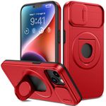 VEGO Magnetic for iPhone 13 Case & iPhone 14 Case [Compatible with MagSafe] Dual Layer Shockproof Protection with Kickstand & Slide Camera Cover Phone Case for iPhone 14/iPhone 13 6.1 inch-Red