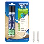 Grout Pen Black Tile Paint Marker: Waterproof Grout Paint, Tile Grout Colorant and Sealer Pen - Narrow 5mm, 2 Pack, Black