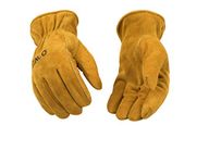 KINCO 50RL-M Men's Lined Suede Cowhide Leather Gloves, Heat Keep Thermal Lining, Medium, Golden