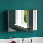 Bath Vida Tiano Bathroom Cabinet Triple Mirror Wall Mounted Stainless Steel Modern Storage Cupboard