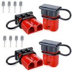 AuInLand 175A 1/0 AWG Battery Quick Connect Disconnect, 4 Packs Wire Connector, Wire Harness Plug Kit for Recovery Winch or Trailer (Red)