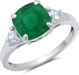 Gems Vibes Emerald Gemstoenr Ring Delicate 925 Sterling Silver Ring Wedding Anniversary Gift For Women & Girls Finger Ring Natural Colombian Emerald Ring Elegant Promise Love Ring statement ring