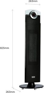 Dimplex Studio G 2.5kW Ceramic Tower Heater – Portable Electric, Oscillating, Timer & Remote, Black