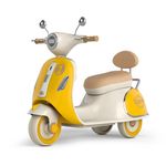 kidsROAR Electric Bike for Kids, Battery Operated Vintage Scooter for Girls and Boys with Music Wide Seat, Safe Bike for Kid, Ages 2-6 Years, Stylish & Fun Design SR-6188 (Yellow)