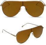 DIFF Dash Shield Aviator Sunglasses for Women UV400 Protection, Copper Metal + Brown Gold Flash