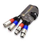 2 x Male XLR to 2 x Female XLR Balanced Microphone Twin Lead/Audio Patch Cable 0.5m