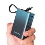 Ambrane 20000mAh Small Pocket Size Powerbank, Hanging InBuilt Type C Cable, 22.5W Fast Charging, Type C PD & USB Output for iPhone, Android Mobiles & Other Devices (MiniCharge 20, Black-Blue)