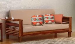 Mewar Furniture Solid Wood Sofa Cum Bed for Living & Bedroom | 3 Seater Sofa Cum Bed - Honey Finish| 3-Person Sofa, Brown