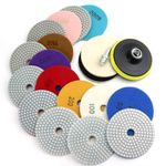 4 Inch Diamond Polishing Pads with 5/8’’-11 Backer Pad, 12PCS Wet/Dry Granite Stone for Drill, Grinder, Polisher, 50-6000 Grit Polishing Pad for Concrete Marble Stone Countertop Quartz