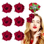 6 PCS Red Rose Flower Hair Clip,Rose Flower Hair Accessories Brooches Wedding Hair Clip Flamenco Dancer for Women Girls