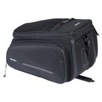 Basil Move MIK Pannier Rack Bag, 10-26L, Black, Water-Repellent, Sustainable Made from Recycled Polyester, Includes Lockable MIK Adapter Plate
