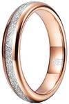 THREE KEYS JEWELRY Womens Charming Viking 4mm Hunting Jewelers Tungsten Meteorite Polished Wedding Carbide Ring Band for Women Engagement Rose Gold Size 8