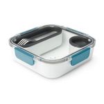 Black+Blum, BPA-Free Lunch Box with Compartments, Bento Style Lunch Box, Leak-Proof & Microwave Safe Compartment Food Container, with Stainless-Steel Fork, Ocean, 1000 ml/ 34f l oz
