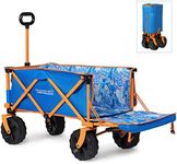 Old Bahama Bay Beach Wagon Cart with Big Wheels, Collapsible Utility Wagon Heavy Duty Folding,Ideal for Outdoor Sand Camping Garden Pet by