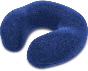 bonmedico Flat Ergonomic Neck Pillow Made from Memory Foam, Flight Pillow, Great as a Cervical Pillow for Home and Office, Travel Pillow for Women and Men, Blue