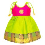 AMIRTHA FASHION Baby Girl's Cotton Silk Readymade Lehenga Choli Pattu Pavadai (Pink, 0-6 Months)