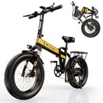 CYCROWN Knight Electric Bike for Adults – 1000W Peak Motor, 12.5Ah-90KM Range, 32KM/H Top Speed, 20"*4.0 Fat Tires, Full Suspension Off-Road eBike with Shimano 7-Speed Gears, for City & Trail Riding