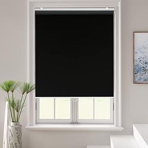 AOSKY Roller Window Shades Blackout Blinds for Windows Cordless Bedroom Shade Room Darkening Shades Door Blinds with Thermal Insulated Easy to Install for Home，Office，Bathroom W34xL72 Black