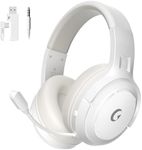 COOLV Wireless Gaming Headset for PS5/PS4,PC, 2.4GHz&Bluetooth 5.3 Gaming Headphones with Noise Canceling Mic, 20ms Low-Latency, 50+Hr Battery, Type-C- White