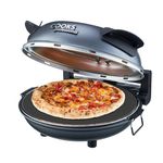 Cooks Professional Electric Pizza Oven | Pizza Oven with Stone Base & Glass Window | Table Countertop with 2 x Pizza Paddles | Portable Table Top Pizza Bread Maker | Grey