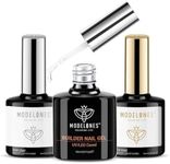 modelones 3 Pcs 15ml Gel Top Coat Base Coat Builder Nail Gel Set, No Wipe Base Top Coat Shine Finish, 7-in-1 Clear Gel Builder for Nail Enhancement Apex Building Extension Nail Art, Gifts for Women