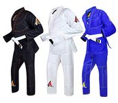 OdontoMed2011 BJJ GI for Men BJJ Jiujitsu Brazilian Jiu Jitsu w/Preshrunk Fabric & Free Belt (Black, A2)