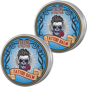 Viking Revolution Tattoo Care Balm for Before, During & Post Tattoo – Safe, Natural Tattoo Aftercare Cream – Moisturizing Lotion to Promote Skin Healing (2oz, 2 Pack)