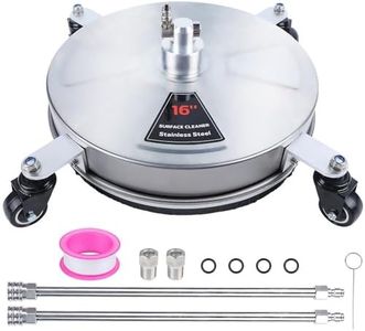 Biswing 15" Pressure Washer Stainless Steel Surface Cleaner with 3 Wheels & 1/4" Quick Connector, Power Washer Attachment with 2 Extension Wand, 2 Replacement Nozzles, 4000 PSI
