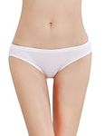 LIQQY Women's 3 Pack Low Rise Cotton Lace Coverage Bikini Panty Knickers Underwear (X-Small, White)