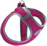 KRUZ PET Reflective Mesh Dog Harness, No Pull, Quick Fit, Comfortable, Adjustable Pet Vest Harnesses for Walking, Training, Small, Medium Dogs - Raspberry Pink - Medium